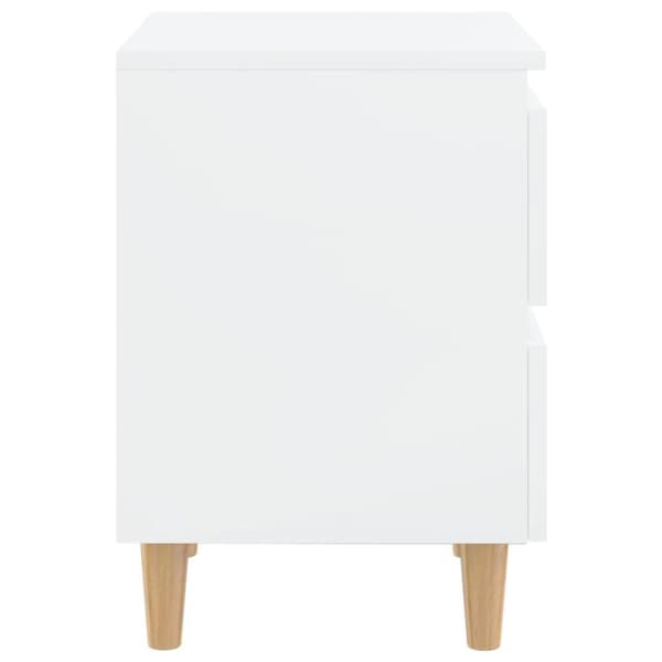 vidaXL sengeskab med ben i massivt fyrretræ 40x35x50 cm hvid højglans