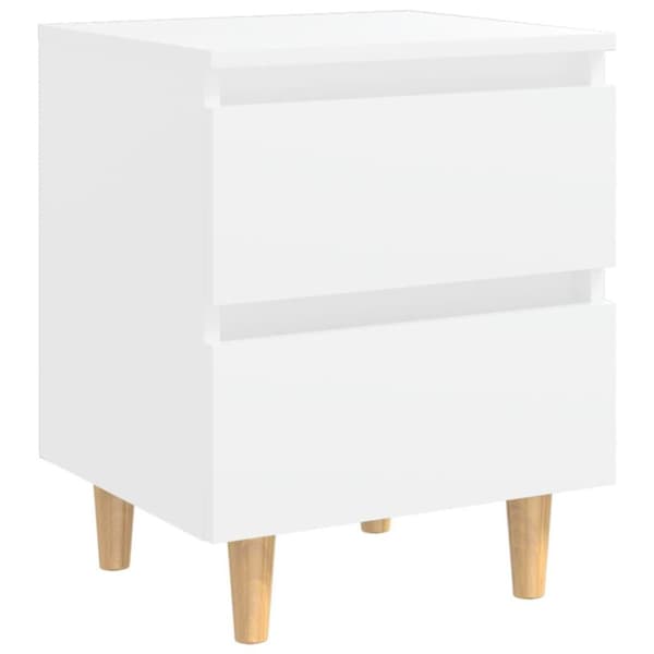 vidaXL sengeskab med ben i massivt fyrretræ 40x35x50 cm hvid