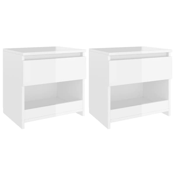 vidaXL Nattbord 2 stk høyglans hvit 40x30x39 cm sponplate