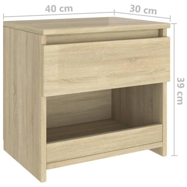 vidaXL sengebord 40x30x39 cm spånplade sonoma-eg