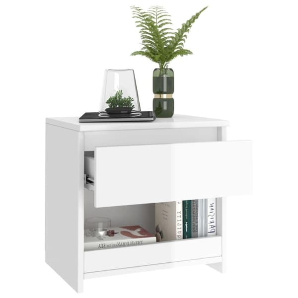 vidaXL sengeborde 2 stk. 40x30x39 cm spånplade hvid højglans