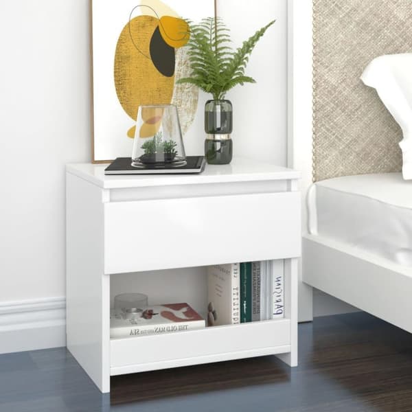 vidaXL sengeborde 2 stk. 40x30x39 cm spånplade hvid højglans
