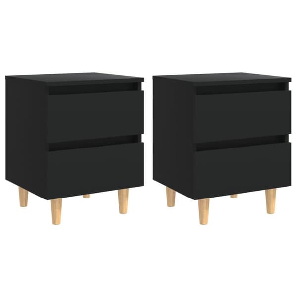 vidaXL Nattbord med heltre furuben 2 stk svart 40x35x50 cm