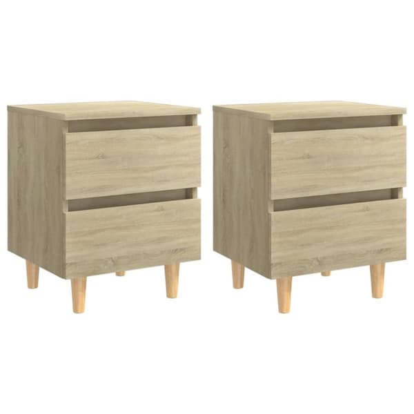 vidaXL sengeskab med ben i massivt fyrretræ 2 stk. 40x35x50 cm sonoma-eg