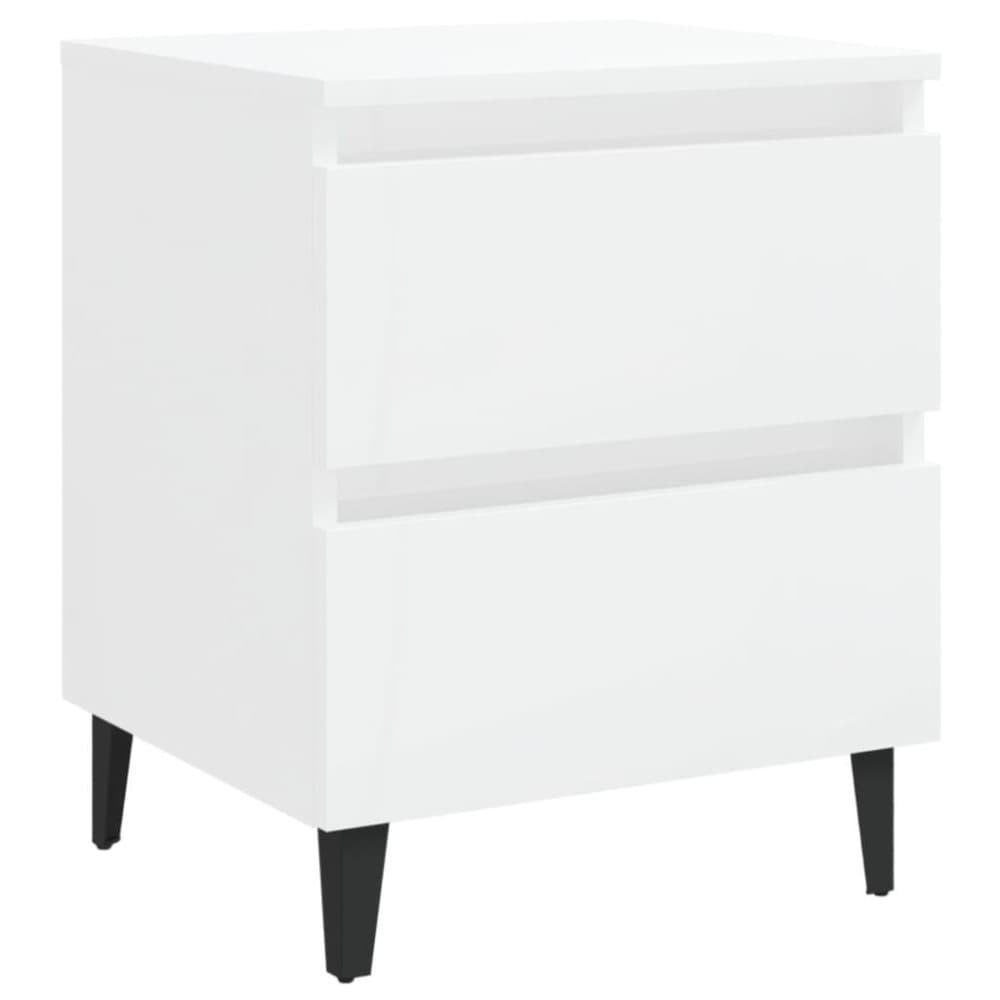 vidaXL Sängbord vit höglans 40x35x50 cm spånskiva