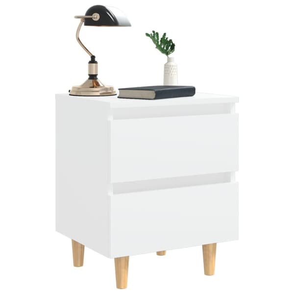 vidaXL Yöpöydät täysmäntyiset jalat 2 kpl valkoinen 40x35x50 cm