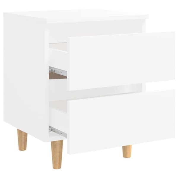 vidaXL Yöpöydät täysmäntyiset jalat 2 kpl valkoinen 40x35x50 cm