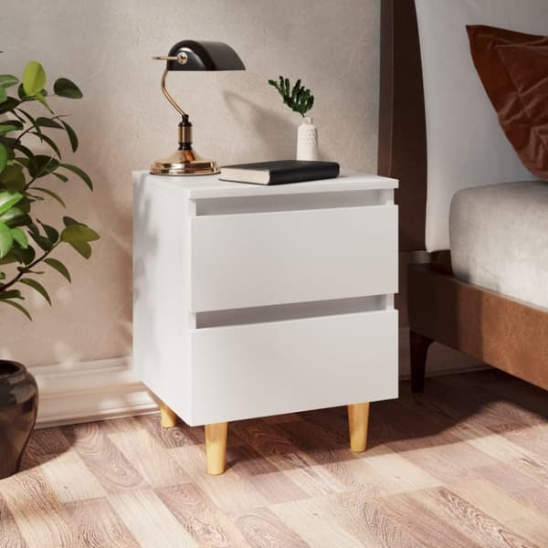 vidaXL Yöpöydät täysmäntyiset jalat 2 kpl valkoinen 40x35x50 cm