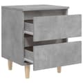 Pikkukuva 6 / 10: vidaXL Yöpöydät täysmäntyiset jalat 2 kpl betoninharmaa 40x35x50 cm