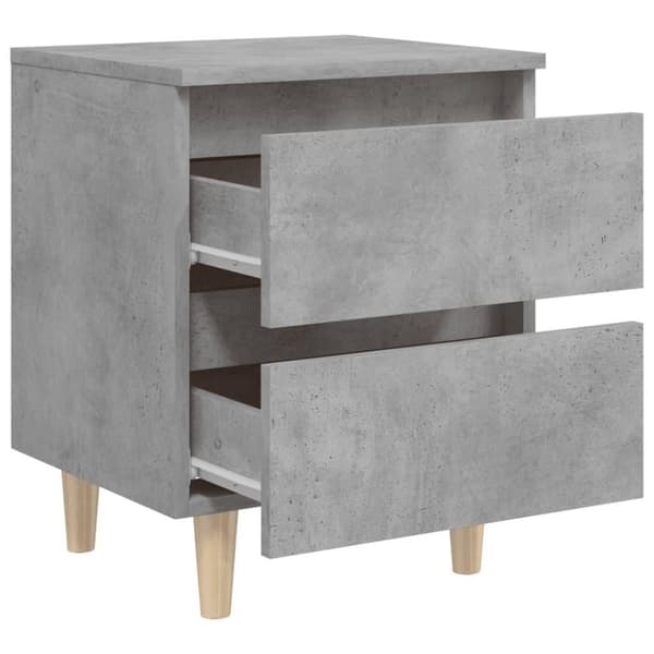 vidaXL Yöpöydät täysmäntyiset jalat 2 kpl betoninharmaa 40x35x50 cm