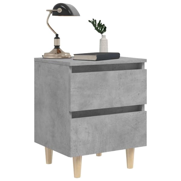 vidaXL Yöpöydät täysmäntyiset jalat 2 kpl betoninharmaa 40x35x50 cm