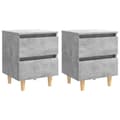 Pikkukuva 1 / 10: vidaXL Yöpöydät täysmäntyiset jalat 2 kpl betoninharmaa 40x35x50 cm