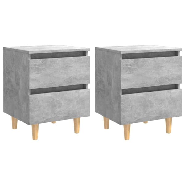 vidaXL Yöpöydät täysmäntyiset jalat 2 kpl betoninharmaa 40x35x50 cm