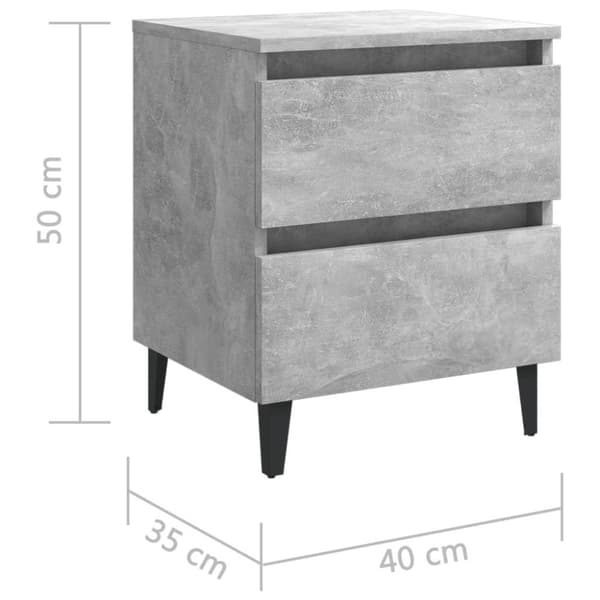 vidaXL sengeskab 40x35x50 cm konstrueret træ betongrå