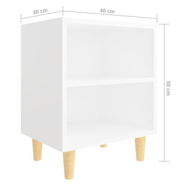 vidaXL sengebord med ben i massivt træ 40x30x50 cm hvid