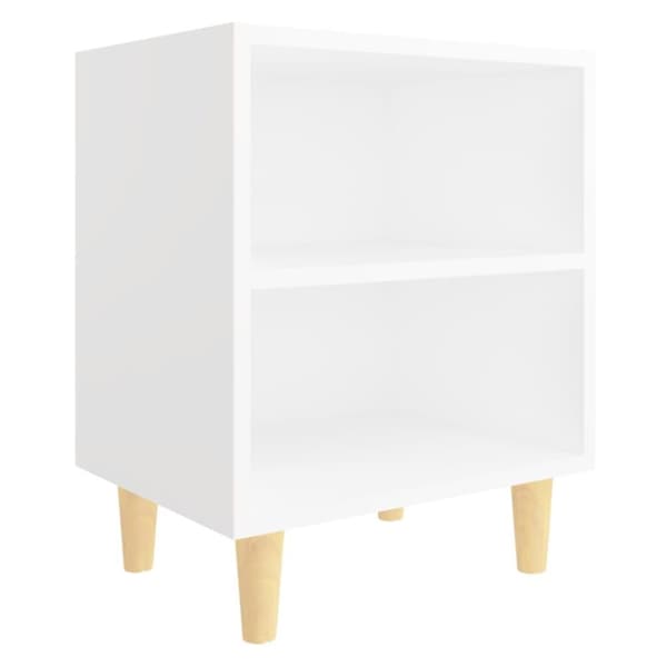 vidaXL sengebord med ben i massivt træ 40x30x50 cm hvid