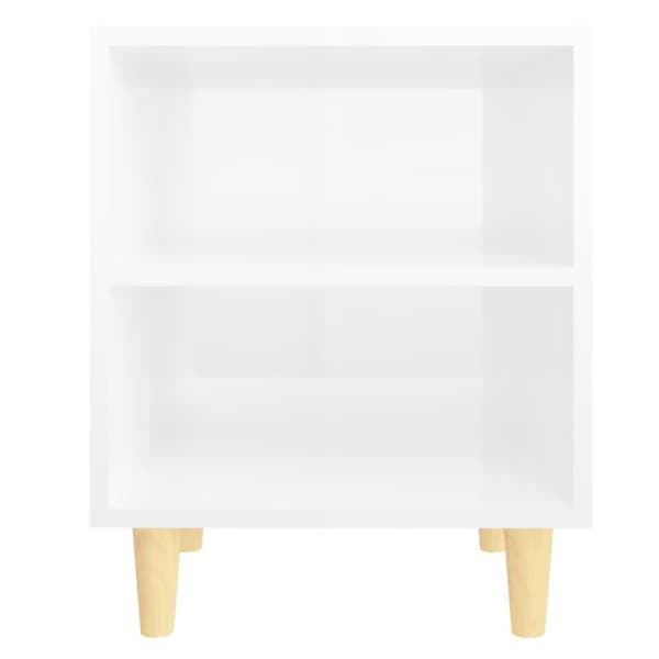vidaXL sengeskabe 2 stk. m. massive træben 40x30x50 cm hvid højglans