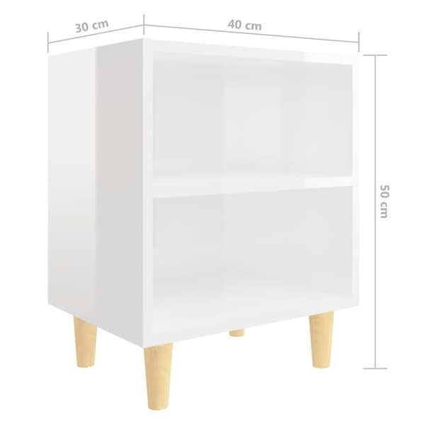 vidaXL sengeskabe 2 stk. m. massive træben 40x30x50 cm hvid højglans