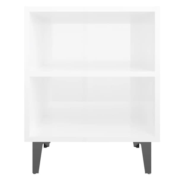 vidaXL Nattbord med metallben 2 stk høyglans hvit 40x30x50 cm