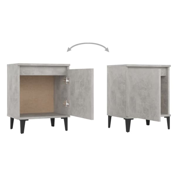 vidaXL sengeborde med metalben 40x30x50 cm betongrå