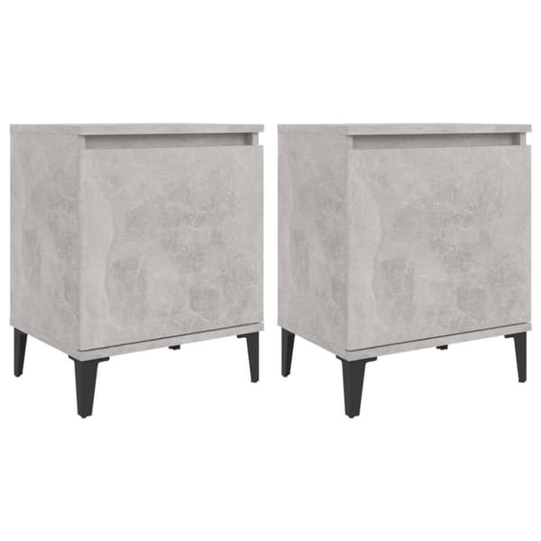 vidaXL sengeborde med metalben 40x30x50 cm betongrå