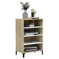 Miniatyrbillede 3 af 8: vidaXL skænk 57x35x90 cm spånplade hvid og sonoma-eg