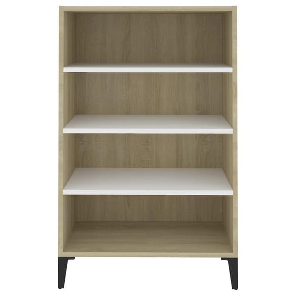 vidaXL skænk 57x35x90 cm spånplade hvid og sonoma-eg