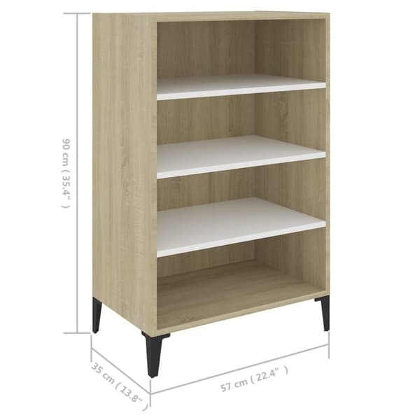 vidaXL skænk 57x35x90 cm spånplade hvid og sonoma-eg