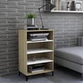 Miniatyrbillede 7 af 8: vidaXL skænk 57x35x90 cm spånplade hvid og sonoma-eg