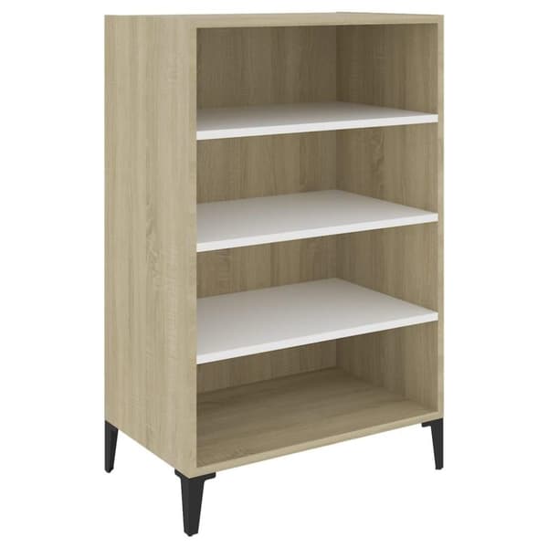 vidaXL skænk 57x35x90 cm spånplade hvid og sonoma-eg