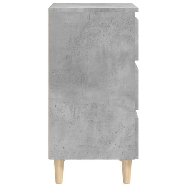 vidaXL Sängbord med ben i massivt trä betonggrå 40x35x69 cm