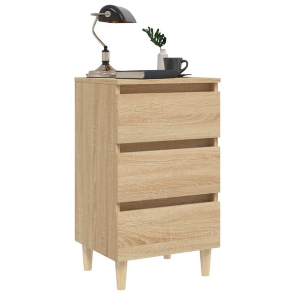 vidaXL Nattbord med ben i heltre sonoma eik 40x35x69 cm