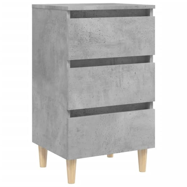 vidaXL Nattbord med ben i heltre 2 stk betonggrå 40x35x69 cm
