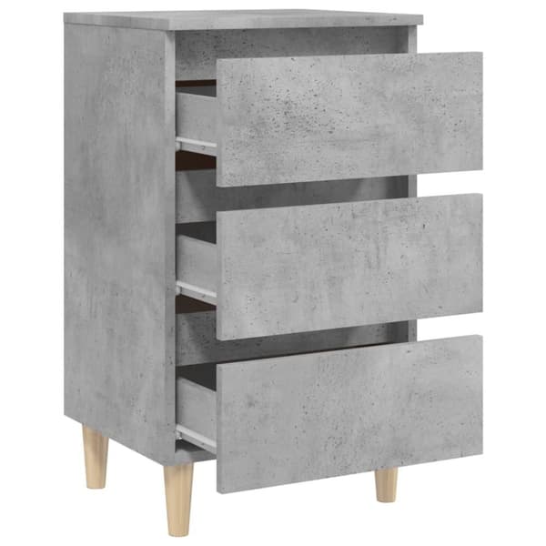 vidaXL Nattbord med ben i heltre 2 stk betonggrå 40x35x69 cm