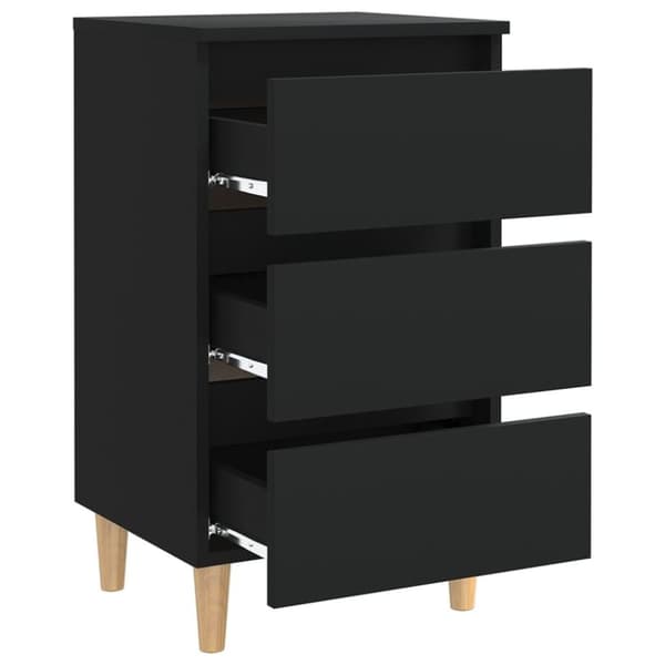 vidaXL Nattbord med ben i heltre svart 40x35x69 cm