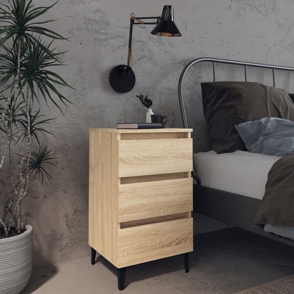 vidaXL sengeskab m. metalben 40x35x69 cm sonoma-eg