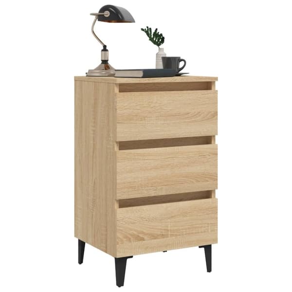 vidaXL Nattbord med metallben sonoma eik 40x35x69 cm