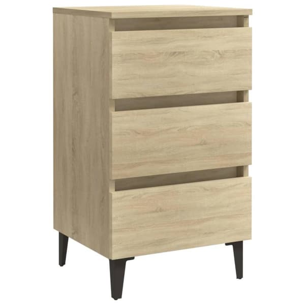 vidaXL Nattbord med metallben sonoma eik 40x35x69 cm