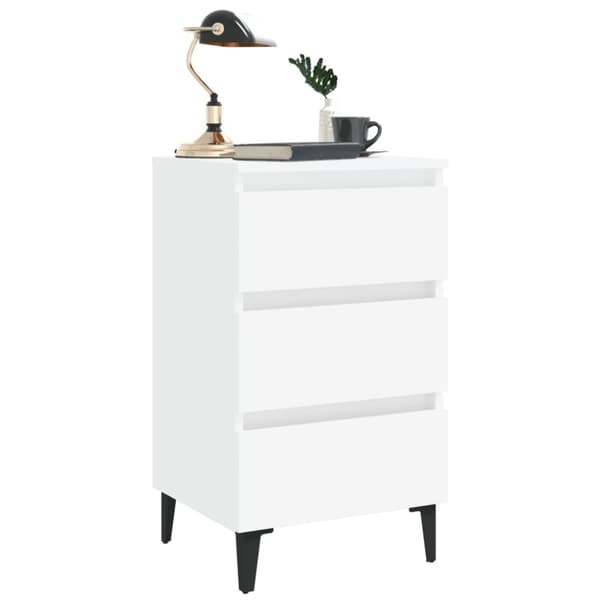 vidaXL Sängbord med metallben vit 40x35x69 cm