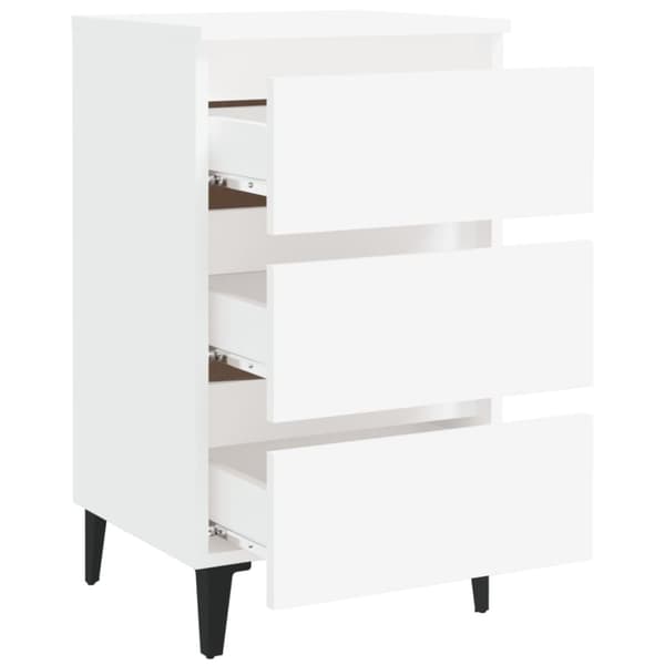 vidaXL Sängbord med metallben vit 40x35x69 cm