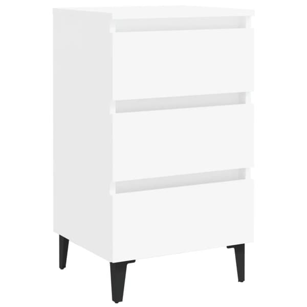 vidaXL Sängbord med metallben vit 40x35x69 cm