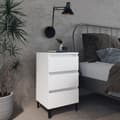 Miniatyrbillede 3 af 8: vidaXL sengeskab m. metalben 40x35x69 cm hvid