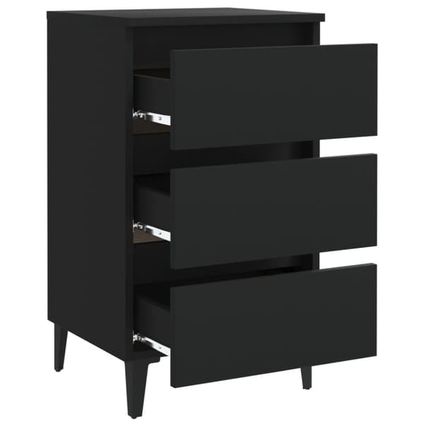 vidaXL sengeskab m. metalben 40x35x69 cm sort