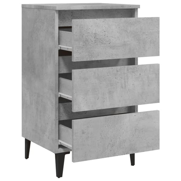 vidaXL sengeskab m. metalben 40x35x69 cm betongrå