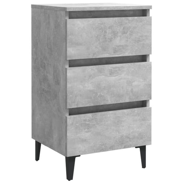 vidaXL sengeskab m. metalben 40x35x69 cm betongrå