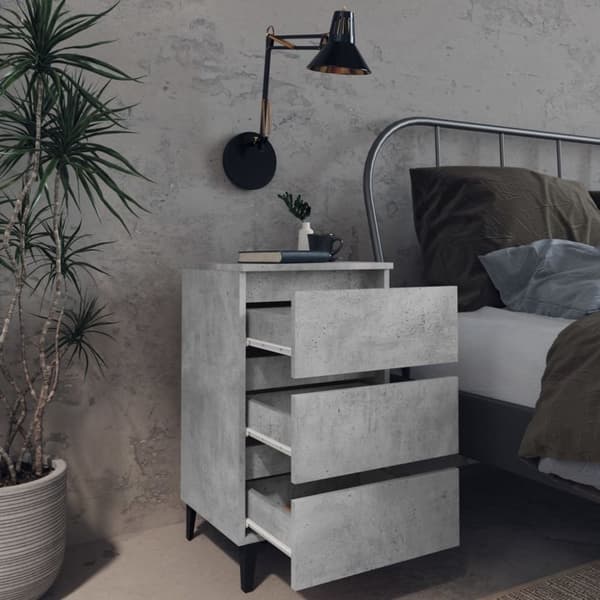 vidaXL Yöpöydät metallijaloilla 2 kpl betoninharmaa 40x35x69 cm