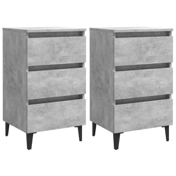 vidaXL sengeskabe m. metalben 2 stk. 40x35x69 cm betongrå