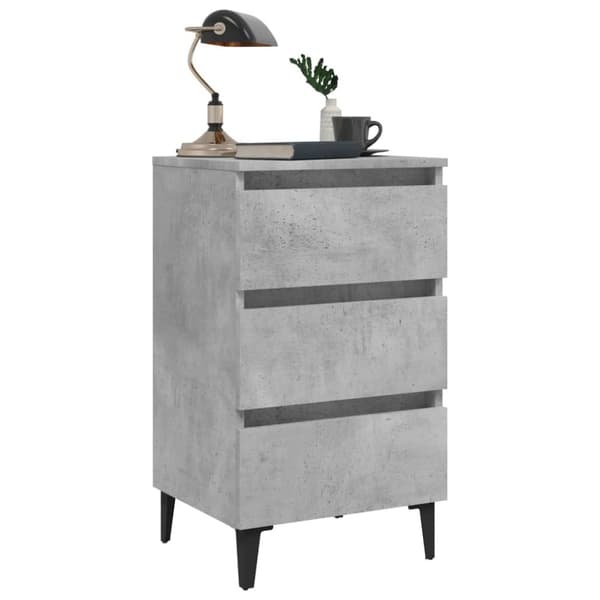 vidaXL Nattbord med metallben 2 stk betonggrå 40x35x69 cm