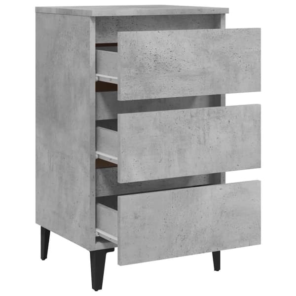 vidaXL Nattbord med metallben 2 stk betonggrå 40x35x69 cm