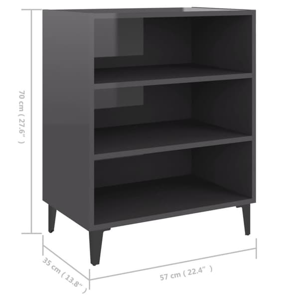 vidaXL skænk 57x35x70 cm spånplade grå højglans